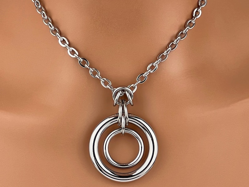 Submissive Collar Necklace, Stainless Steel O Ring (Large, Unisex) image 2