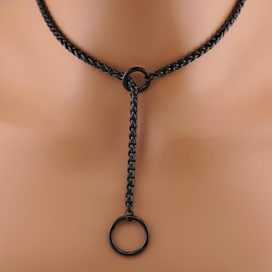 Black Stainless Steel O Ring Choker Collar – Discreet Submissive Day Collar