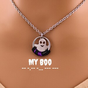 Halloween Ghost Necklace, Custom Hidden Message