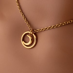 Gold O Ring and Moon Day Collar Necklace