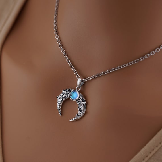 Moonstone Sterling Silver Witch's Knot Magic Amulet Crescent