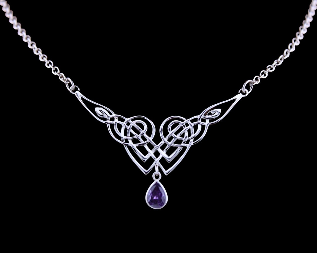 Celtic Knot Submissive Collar, Amethyst Necklace, Sterling Silver Sub