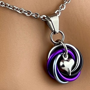 Ace Pride Asexual Heart Necklace - Non Tarnish 247 Wear - LGBT Love Symbol