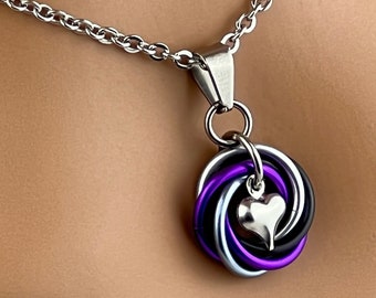 Ace Pride Asexual Heart Necklace - Non Tarnish 247 Wear - LGBT Love Symbol