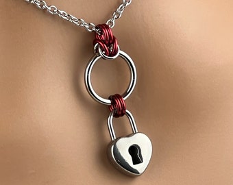 Heart Lock Collar, Custom Color Choice, 24-7 Wear, Locking Options