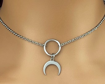 Submissive Necklace Crescent Moon Horn 24-7 Wear
