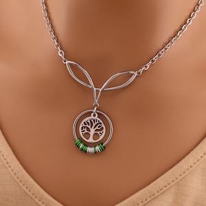 Tree of Life O Ring Necklace: Custom Morse Code Stainless Steel Collar