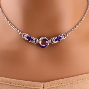 Chainmaille O Ring Collar Necklace: Custom Colors, Lock Options