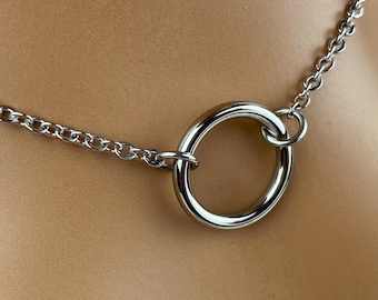 O Ring Submissive Collar, 24-7 Wear Locking Necklace