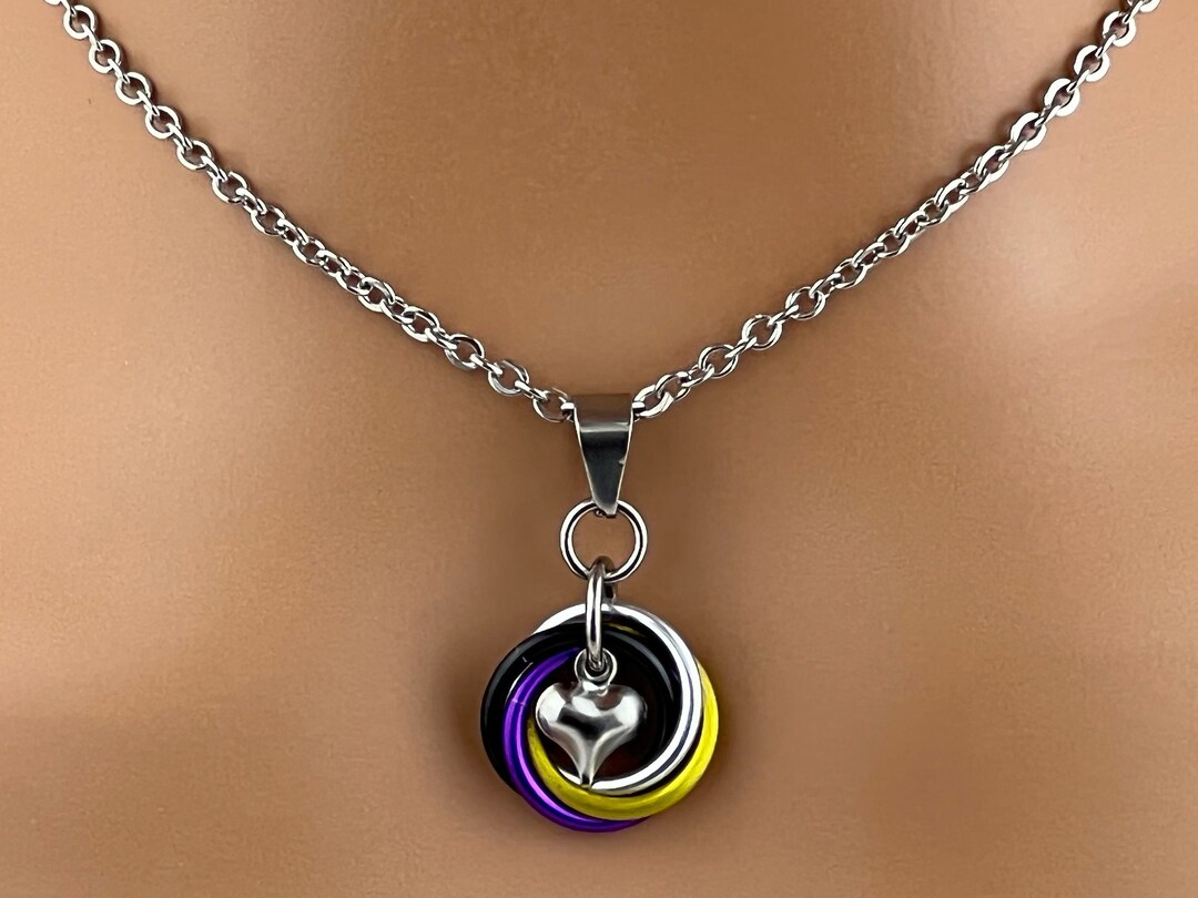 Non-binary Necklace Heart Love - LGBTQ Pride - Etsy