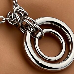 Submissive Collar Necklace, Stainless Steel O Ring (Large, Unisex)