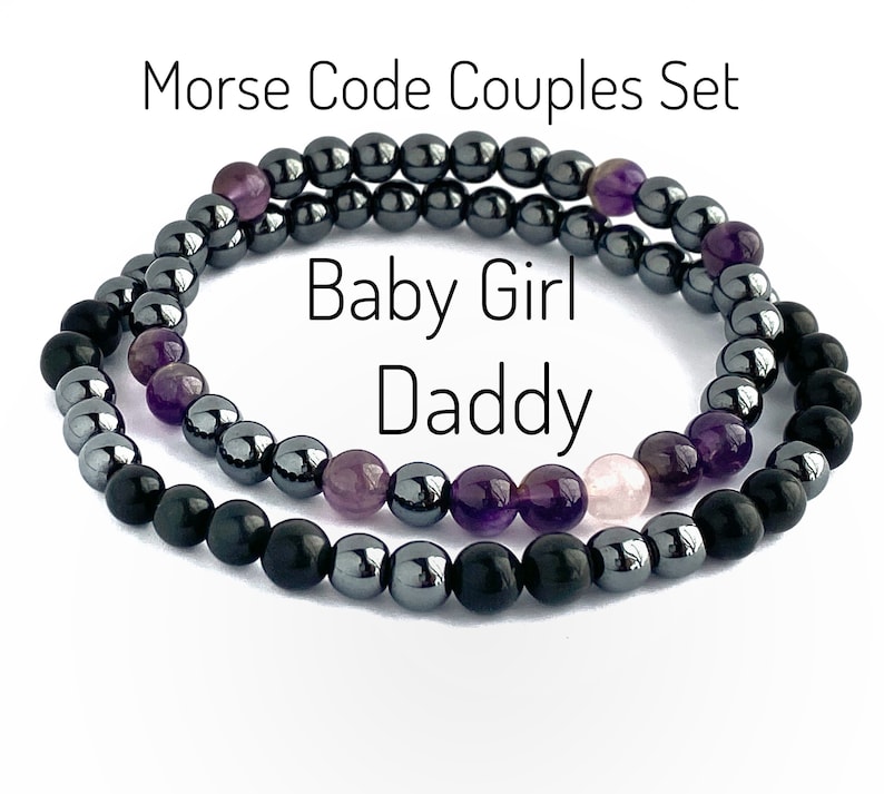 Submissive Collar Morse Code Bracelet Set, Daddy Dom, Baby Girl, Couples Gift,  Little, DDlg, Master 