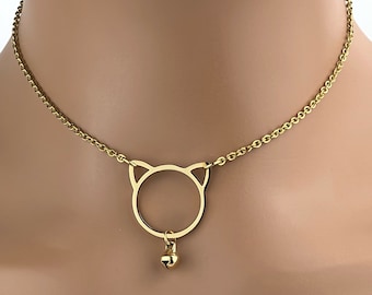 Gold Kitten Necklace, Day Collar