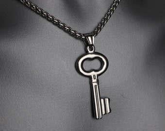Dominant Key Necklace, Men's Jewelry (Power Symbol, Stainless Steel)