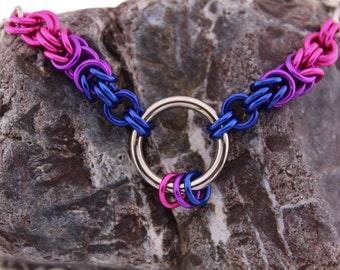 Bisexual Pride Ombre Chainmaille Collar Necklace - Awareness Jewelry for LGBTQ Pride 247 Wear