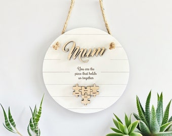 Mum Puzzle Sign Mother's Day Gift from Kids Personalised Mum you are the piece that holds us together Custom mum gift Mom gift Grandma Gift