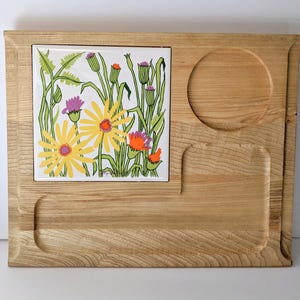 Vintage Mid Century Modern Signed Georges Briard Floral Design Cheese Board Charcuterie Platter MCM Design