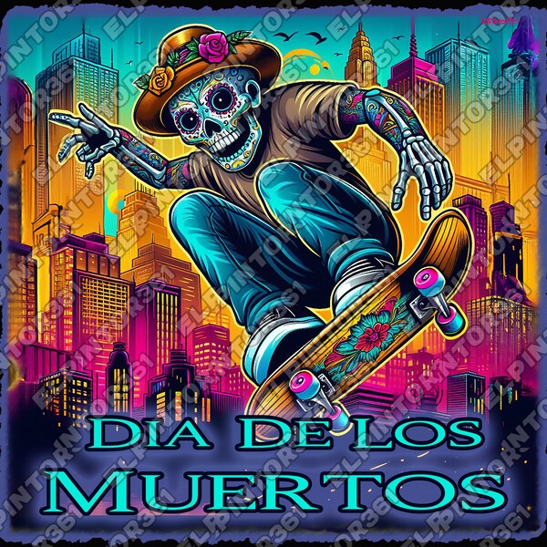 Dia De Los Muertos png Calavera Skater png Cool Skater png
