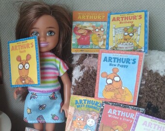 Fashion Doll Sized FAUX CHILDREN'S BOOK lot 1:6 th scale diorama prop Playscale Packaging Bookshelf Fillers Kids Room Arthur Books