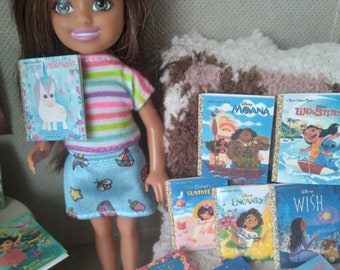 Fashion Doll Sized FAUX GOLDEN BOOK lot 1:6 th scale diorama prop Playscale Packaging Bookshelf Fillers Kids Room Spanish Hispanic