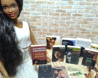 Fashion doll sized boho book lot 1:6 handmade dollhouse miniatures 1/6 12 Inch Accessories Aesthetic Black Woman Barbie