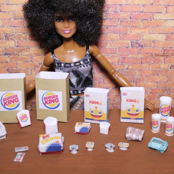 Fashion Doll BURGER KING Lot Miniature Packages 1:6 th scale , , Ever After High, Playscale Fast Food
