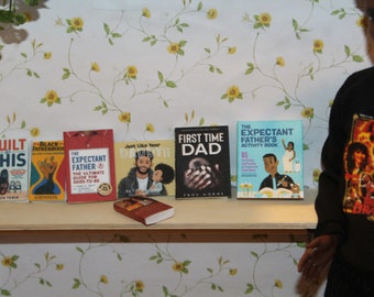 Fashion Doll Sized DAD Father BOOKS Fatherhood lot 1:6 th scale diorama prop Playscale Packaging Bookshelf Fillers Kids Room Some Real Pages
