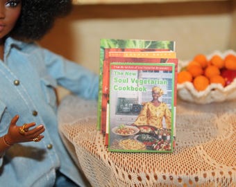 Fashion Doll Sized FAUX BOOK LOT 1:6 th scale diorama prop Playscale Packaging Bookshelf Fillers Cook Cooking