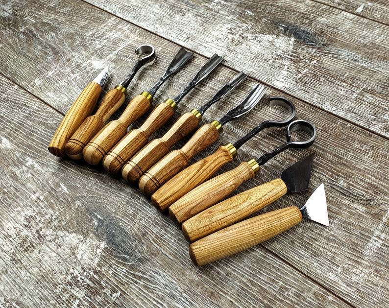 Wood chisels set 10 pc knives for wood carving Etsy