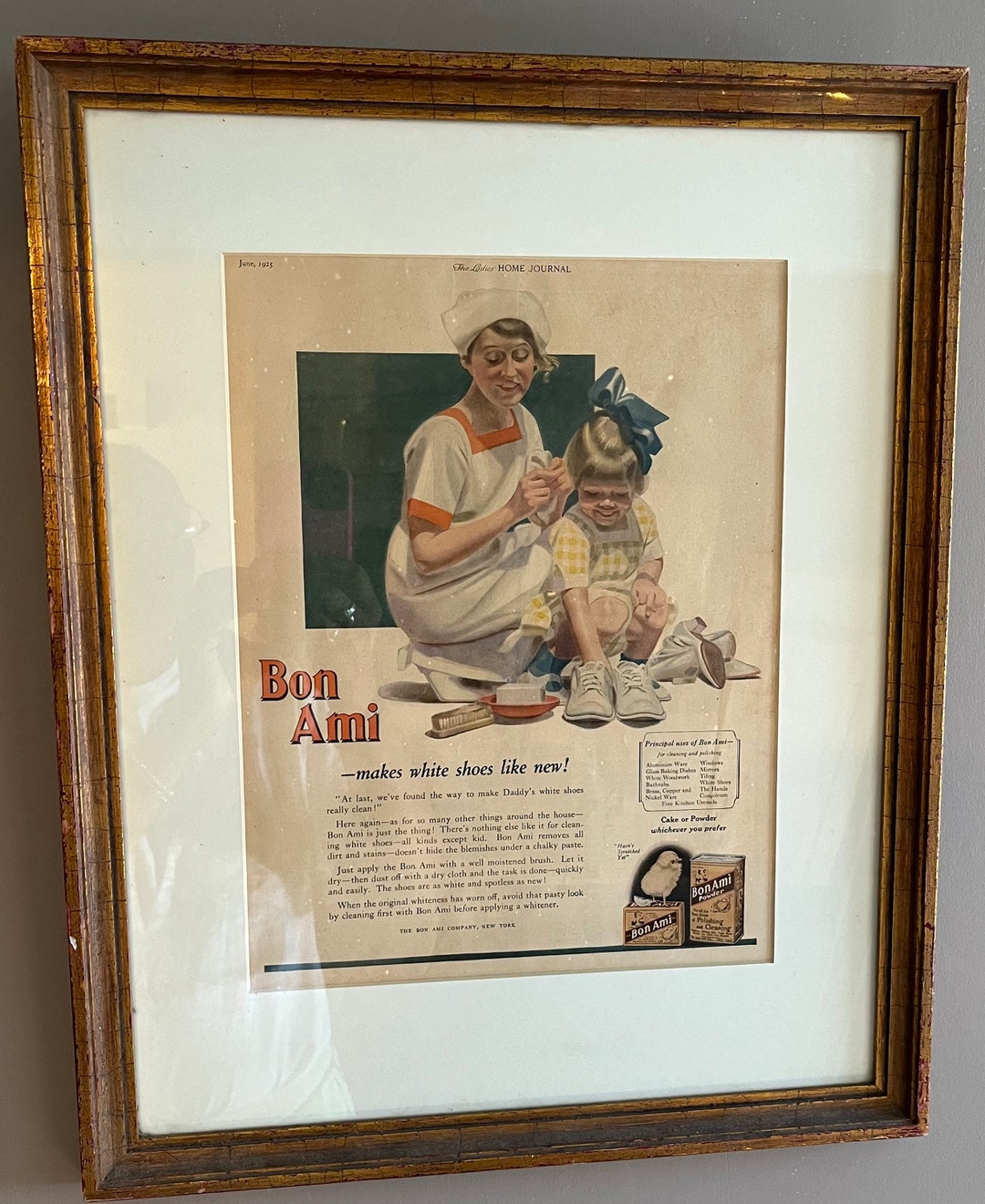 Framed 16 X 20 1925 Ladies Home Journal Magazine Ad for Bon Ami Powder ...