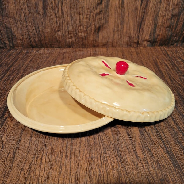 Vintage Ceramic Cherry Pie Plate and Keeper
