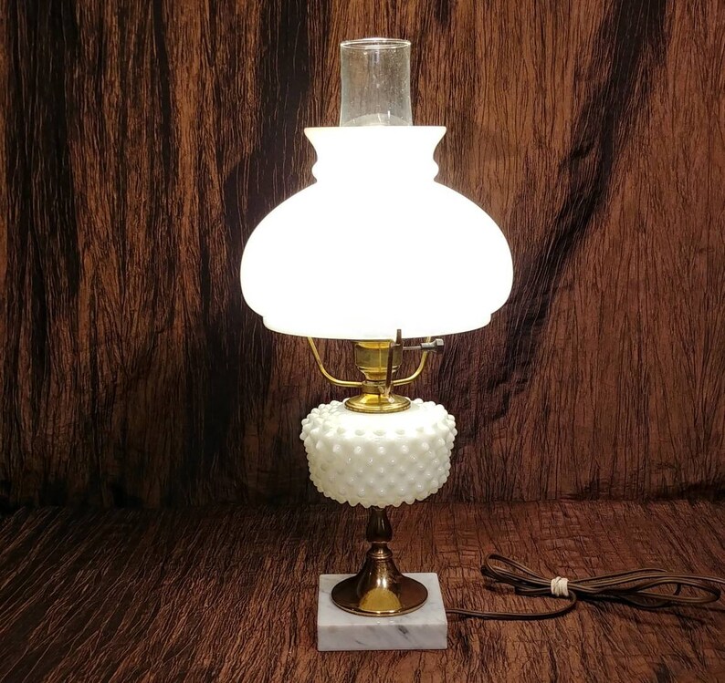 Vintage hobnail electric hurricane lamp free shipping 18 14 tall