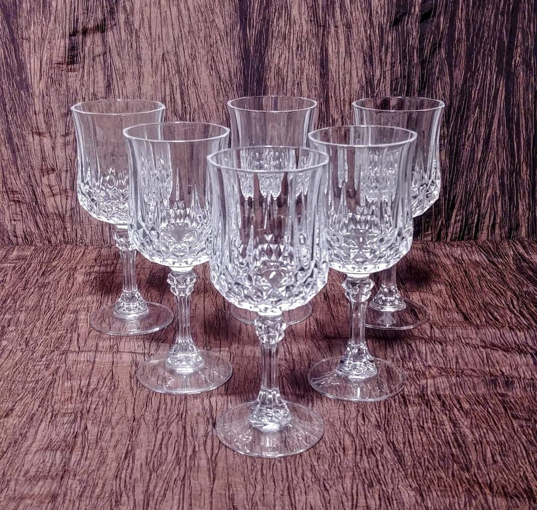 Set of 6 Cristal D' Arques Durand Longchamp Crystal Water Goblets