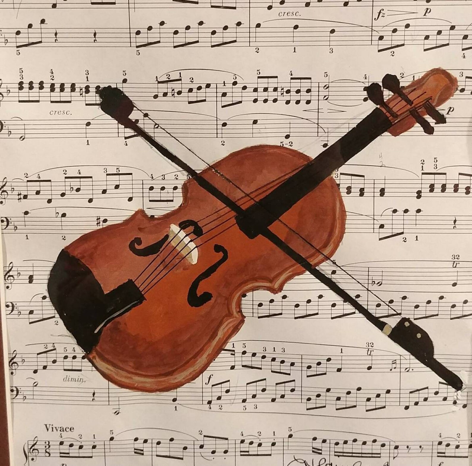 Original Acrylic Painting Violin on Classical Sheet Music Etsy UK