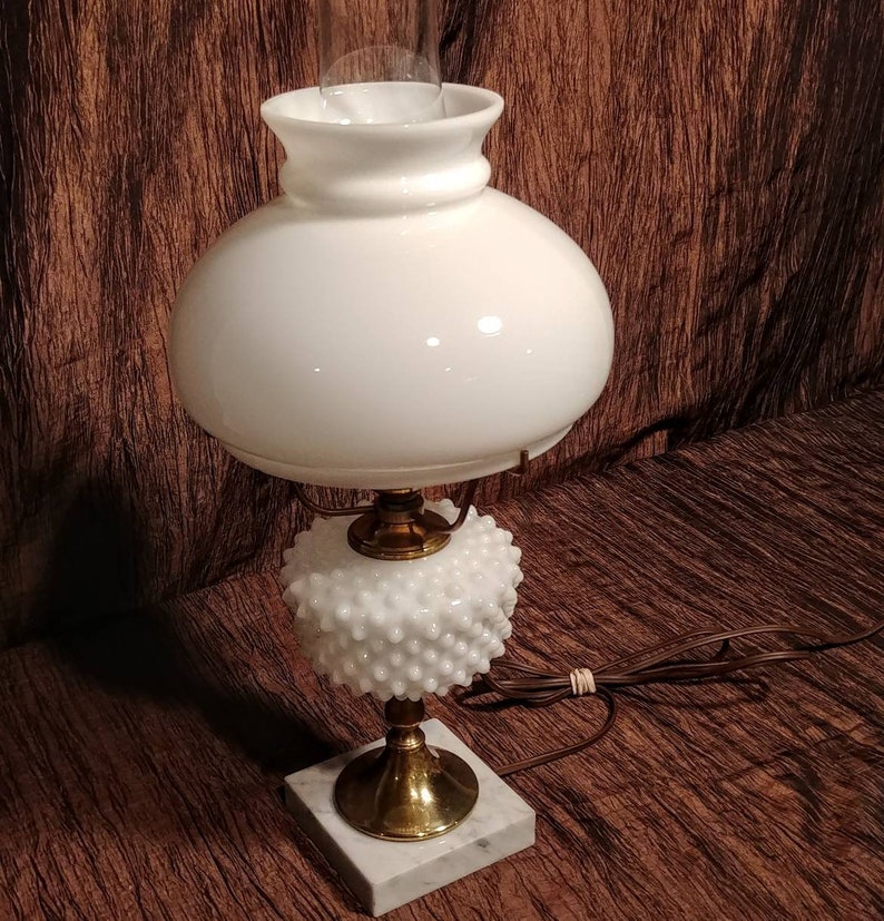 Vintage hobnail electric hurricane lamp free shipping 18 14 tall