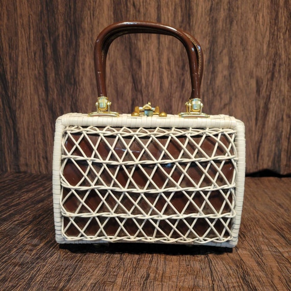 Vintage 1950's plastic basket weave handbag/ purse - image 9