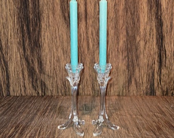 Set of 2 Vintage Crystal Candlesticks, 8 1/2" tall