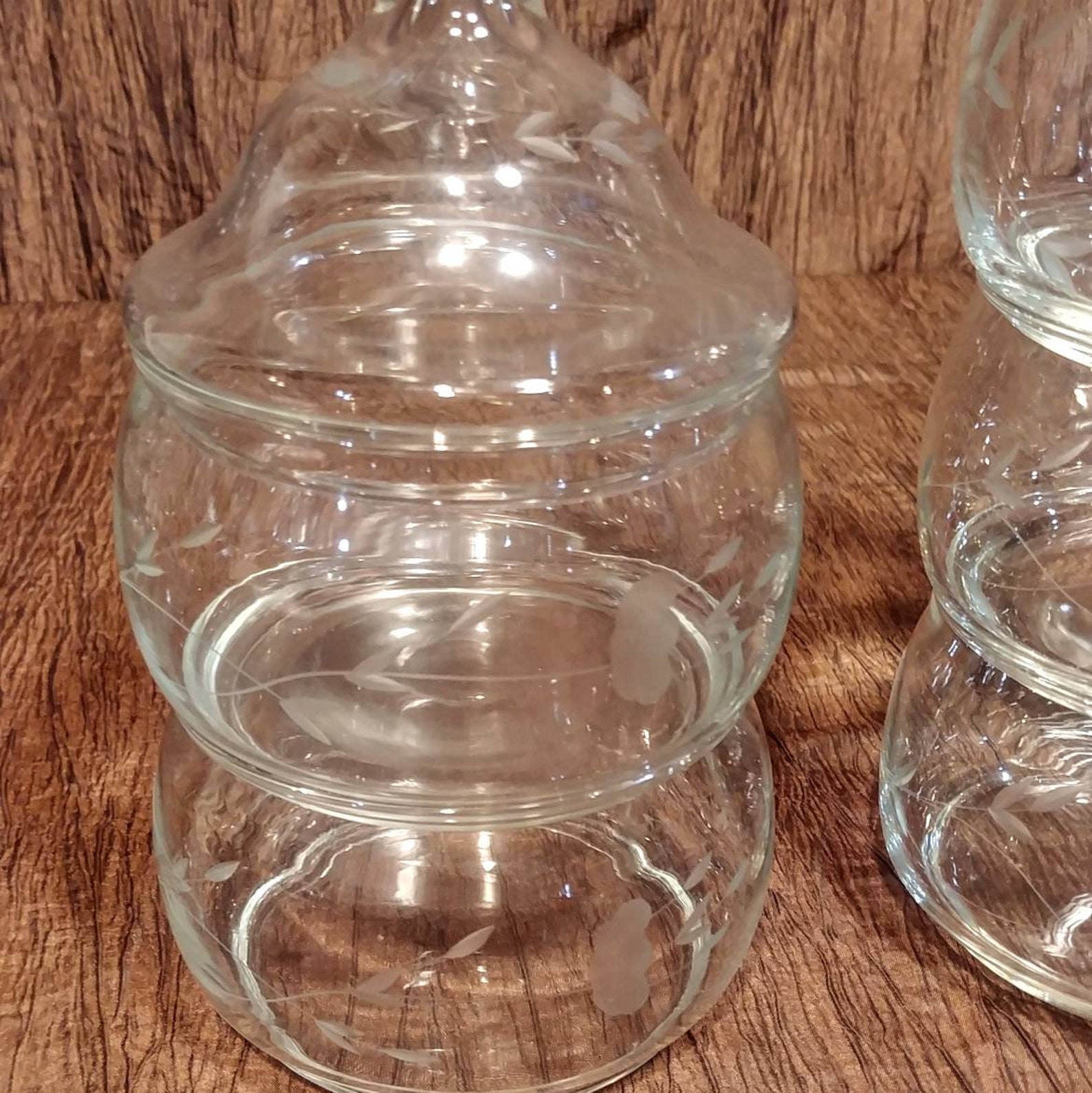 Princess House Heritage set of 2 stacked jars with lids free Etsy