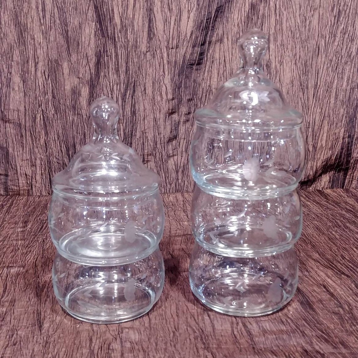 Princess House Heritage set of 2 stacked jars with lids free Etsy