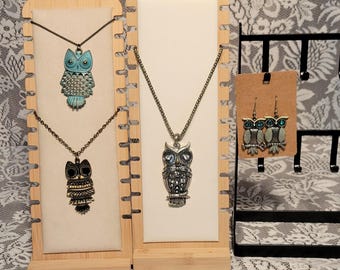 Set of 3 Necklaces and 1 Pierced Earrings Owl Collection SALE