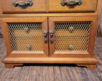 Vintage Apex Quality Musical Walnut Brown Colored Wood Jewelry Box