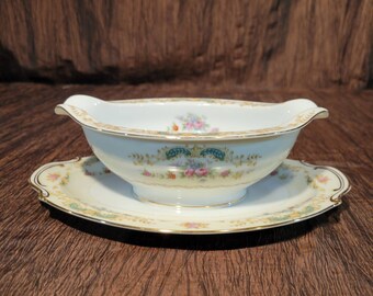 Felicia by Wentworth China Gravy Boat with attached Underplate