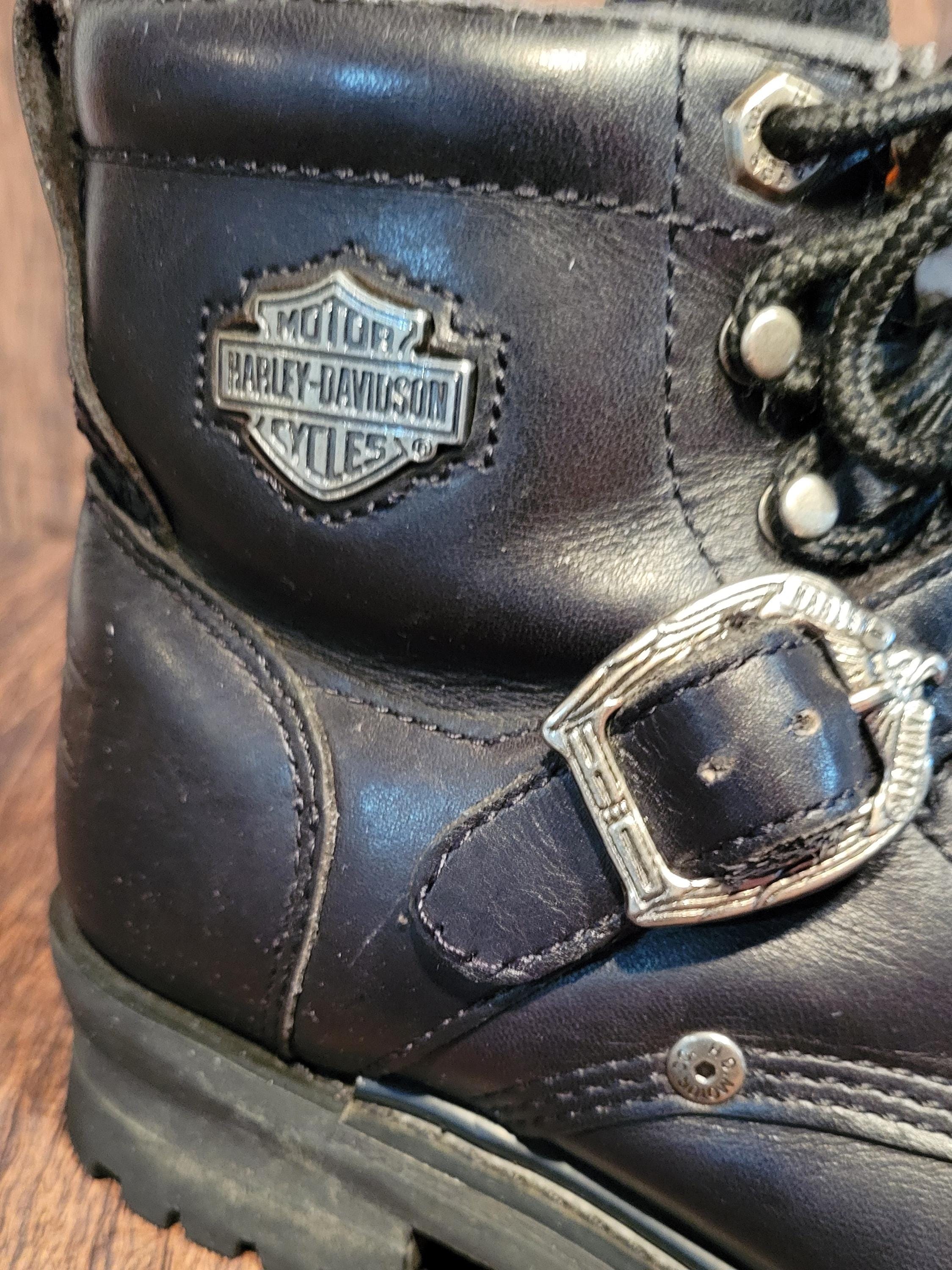 Harley Davidson Black Leather Boots, Women's Size 7 - Etsy
