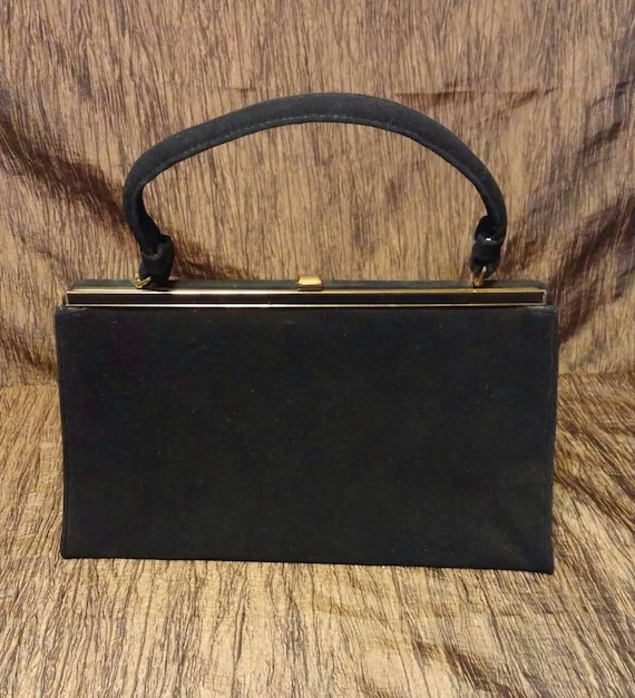 1950s Large Black Purse - 50's Lewis Fine Suede Bag - Mid Century Hand –  Vintage Vixen Clothing