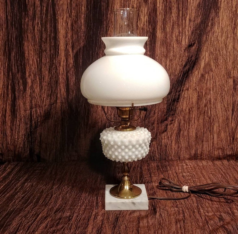 Vintage hobnail electric hurricane lamp free shipping 18 14 tall