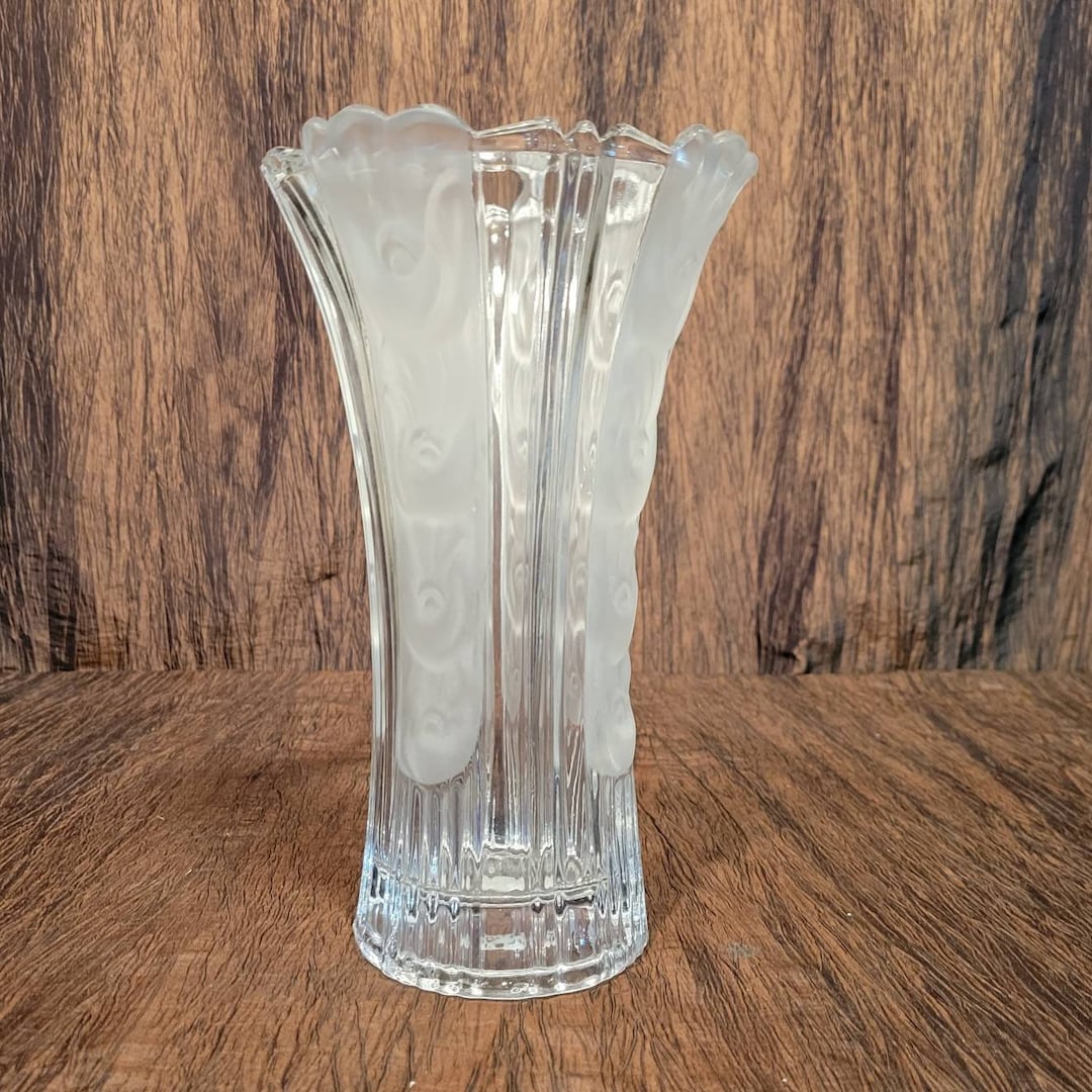 Tall Vintage Block Crystal Vase Etsy