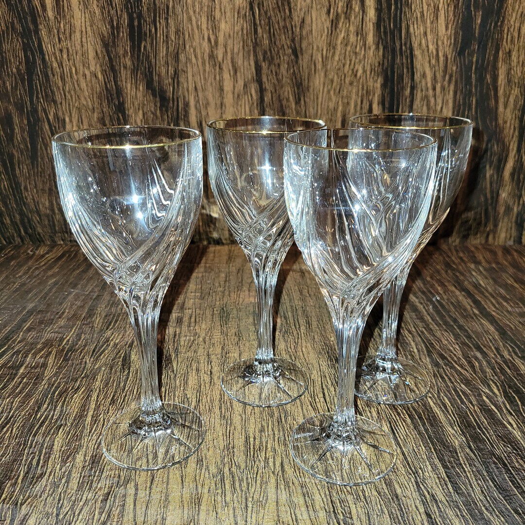 Set of 4 Lenox Debut Gold Wine Glasses With Gold Rim 7 3/8 Etsy