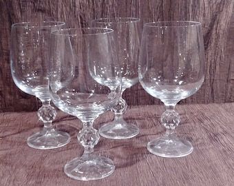 Set of 4 crystal wine glasses, Claudia by Import Assoc, 6 1/2&quot; tall