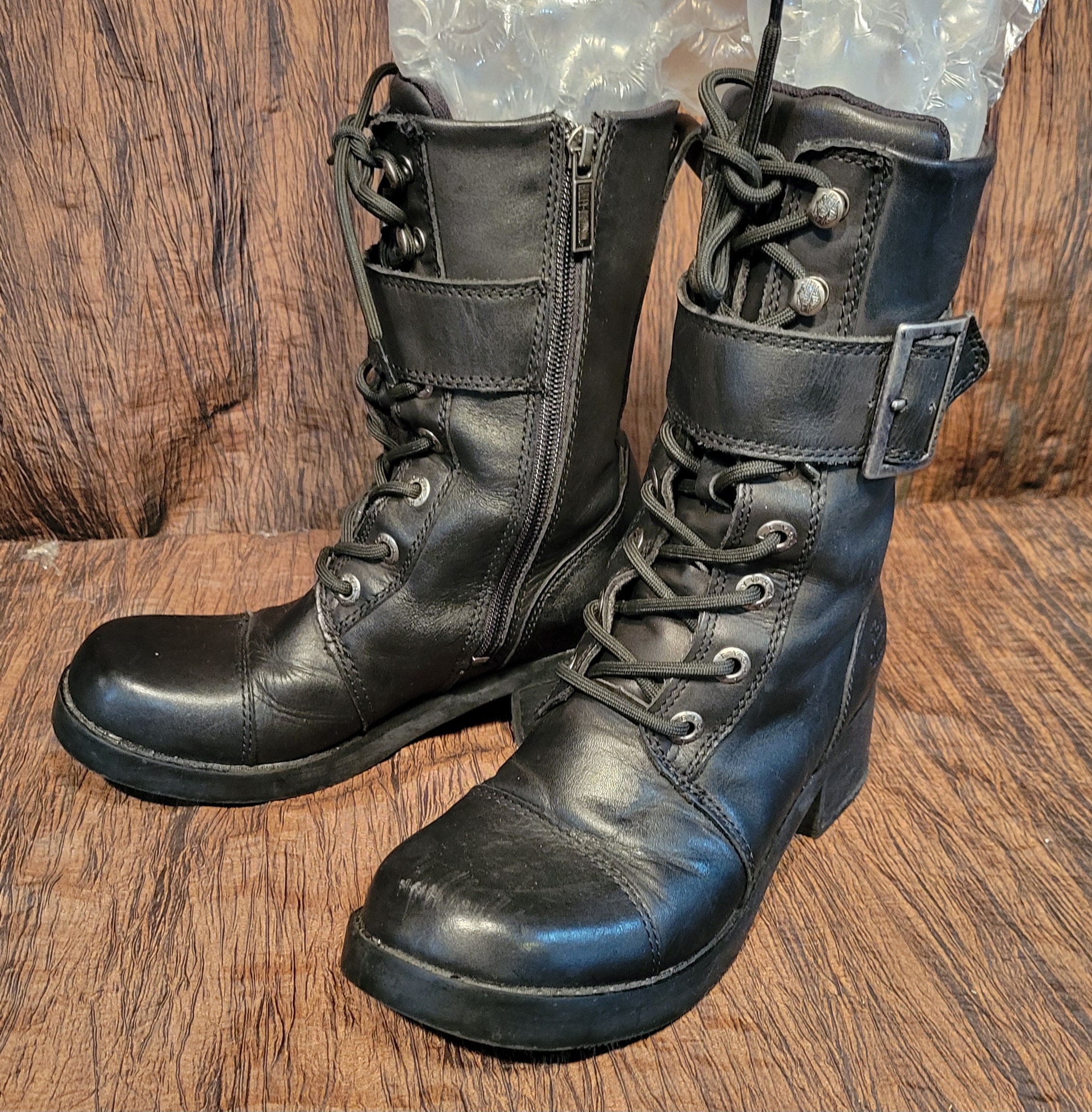 Harley Davidson Black Leather Boots, Women display picture 1