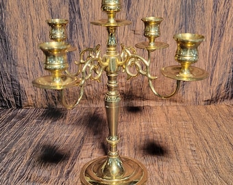 Baldwin Brass Candelabra 7 Arm Polished Brass Candlestick Taper